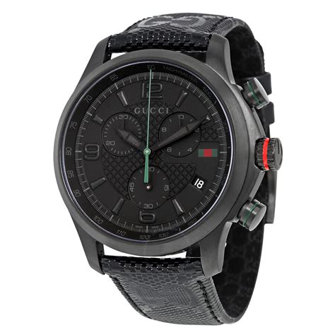 gucci g-timeless chronograph black dial black fabric men& 39|Gucci g-timeless.